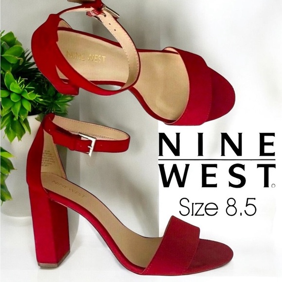 Nine West Shoes - Nine West Abrah Wine Suede Block Heel Sandals